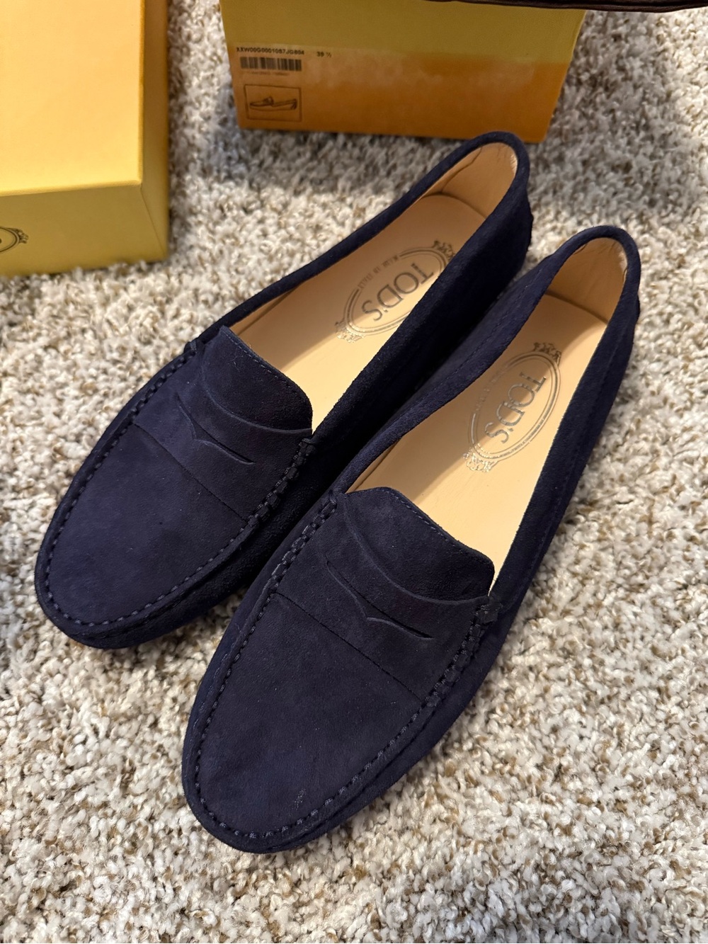 Tod's Navy Suede Classic Penny Loafers